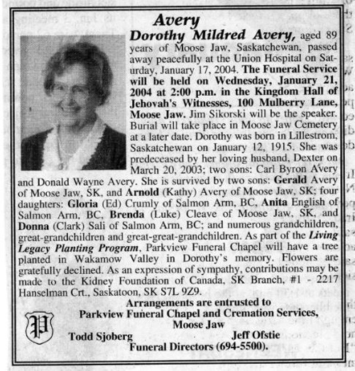 AVERY Dorothy Mildred